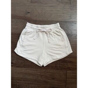 Tallulah Women Cream High Waisted Sweat Shorts Drawstring Pockets Small White